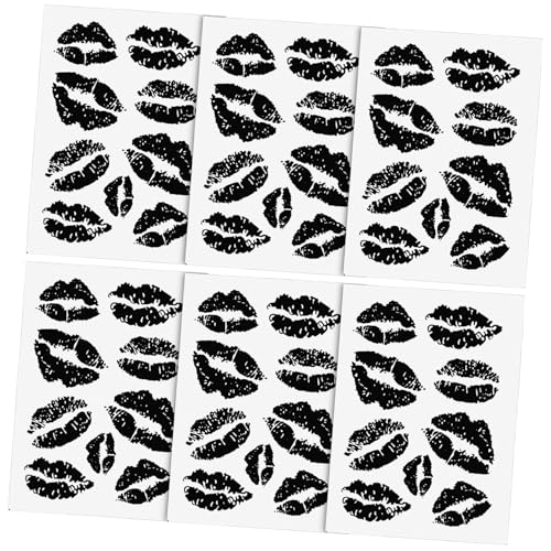 MUCKLILY 6 Blätter Wasserfeste Lippenabdruck Tattoos Temporäre Körperaufkleber Hautfreundlich Langanhaltend Party Dekor für Frauen von MUCKLILY