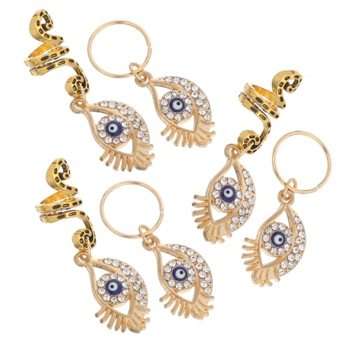 MUCKLILY 6 Stck. Teiliges Haarringe mit Schlangenform und Bösem Auge Anhängern Metall Dreadlock Schmuck für Zöpfe Modische Haarspiralen für Damen Verstellbare Haar-accessoires für von MUCKLILY