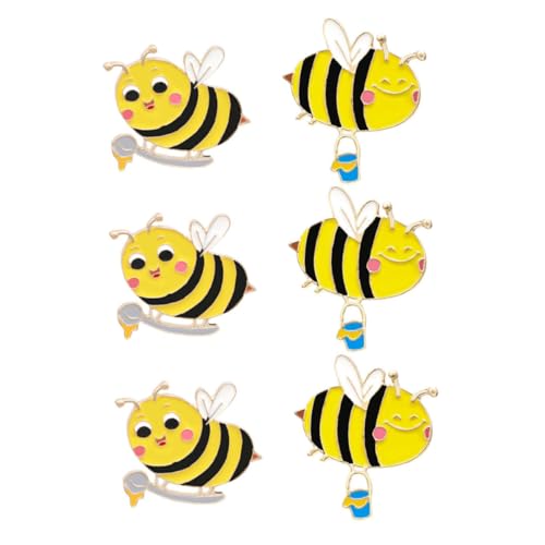 MUCKLILY 6 Stück Biene Brosche Bienen-Kleidungsbrosche aus Metall Biene Tier niedliche Brosche Bienen-Tier-Brosche Biene aus Metall Biene Stift Tier Brosche Legierung Yellow von MUCKLILY