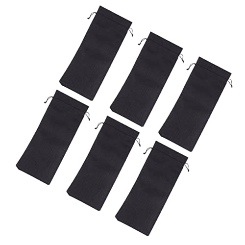 MUCKLILY 6 Stück Schwarze Weintaschen aus Leinen mit Kordelzug Wiederverwendbare Flaschenbeutel für Geschenkverpackung Atmungsaktive Jutebeutel für Standard Weinflaschen von MUCKLILY