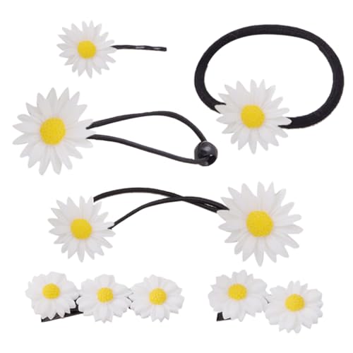 MUCKLILY 6 Stück Teiliges Daisy Haarschmuck Set mit Gänseblümchen Haarklammern Praktische Blumen-haarspangen für Mädchen und Damen Geeignet für Hochzeit Party und Alltagsfrisuren von MUCKLILY
