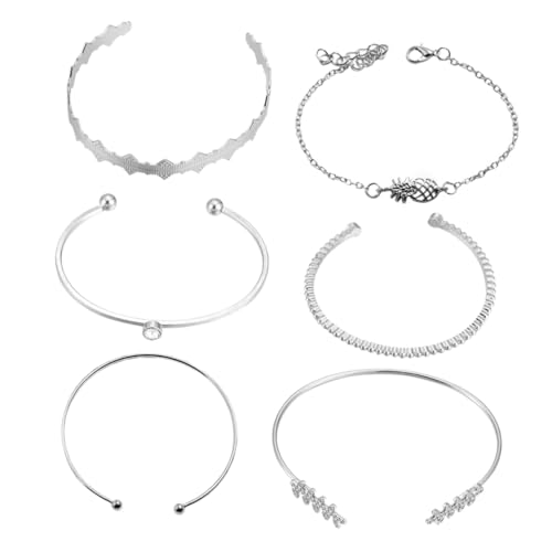 MUCKLILY 6 Stück Teiliges Damen Armband Set Verstellbare Kreative Hand Schmuck mit Ananas Design für Alltag Partys und Besondere Anlässe von MUCKLILY