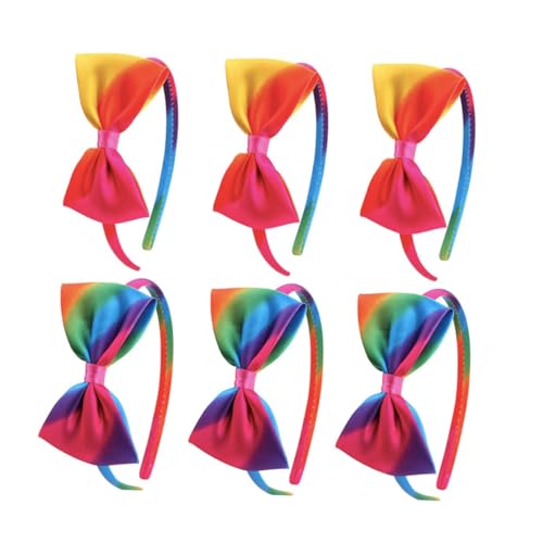MUCKLILY 6 Stück Teiliges Haarreif mit Regenbogen Schleife Elegant und Langlebig Komfortabel und Verformungsbeständig Geeignet für Geburtstag Fotoshooting und Festliche Anlässe von MUCKLILY