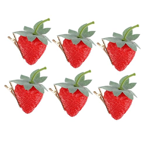 MUCKLILY 6 Stück Teiliges Kleine Erdbeer Haarklammern Niedliche Haarspangen aus Robustem Material Leichter Mini Haarclip für Damen und Mädchen Bequem und Schonend für Haartypen Dekorativer von MUCKLILY