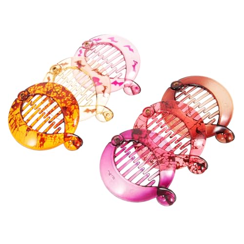 MUCKLILY 6 Stück Teiliges Modische Bananen haarclips für Frauen Langlebige Ponytail Clips in Rot Brauntönen Elegante Haarklammern für Alltag Parties Hochzeiten Bequem und Bruchsicher von MUCKLILY