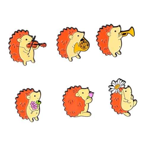 MUCKLILY 6 Stück Teiliges Niedliche Igel Broschen aus Legierung Cartoon Anstecknadeln für Kleidung Rucksack und Hut Dekorative Tierabzeichen mit Sicherem Verschluss Stilvolle von MUCKLILY