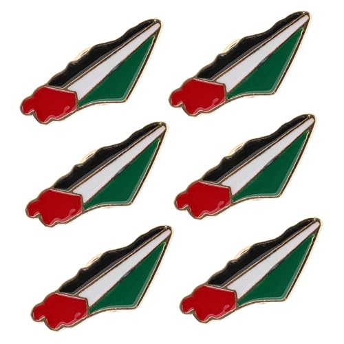 MUCKLILY 6 Stück Teiliges Palästina Flagge Anstecknadeln aus Metall Patriotische Broschen für Männer Anzug Dekorative Pins für Kleidung Hüte Taschen Geeignet von MUCKLILY