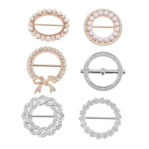 MUCKLILY 6 Stück Teiliges Schalring mit Funkelnden Strasssteinen Runde T shirt Verschlussclips Glatte Oberfläche Kratzfest Robust für Schals und Oversize Shirts Vielseitig für Alltag und von MUCKLILY