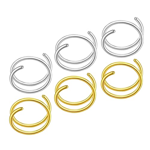 MUCKLILY 6 Stück Teiliges Spiral Nasenringe für Frauen Verstellbar für Weihnachten Geburtstag Valentinstag Hypoallergen Modischer Körperschmuck von MUCKLILY