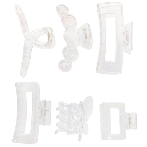 MUCKLILY 6 Stück Teiliges Transparente Haarklammern Große Haarkrallenclips Fester Griff Vielseitig für Dickes und Dünnes Haar Damen Haarklammern Flexibel für Alltag Kochen Arbeiten Dusche von MUCKLILY