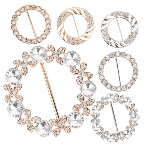 MUCKLILY 6 Stücke Schal Schnalle Strass Dekoration Runde Schalclip Metall Multifunktionale Schalverschluss für Damen Exquisites Schalzubehör für Hochzeiten Anlässe von MUCKLILY