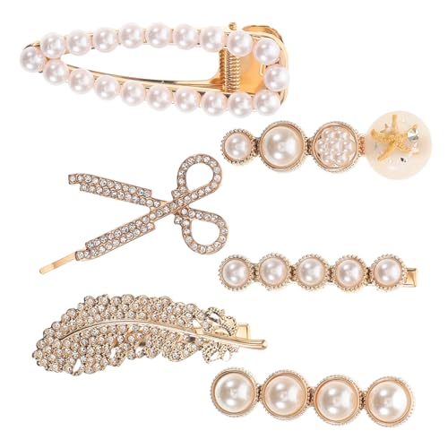 MUCKLILY 6Stücke Teiliges Haarklammern mit Perlen und Federdesign Eleganter Haarschmuck für Mädchen Haarstyling Clips für Formelle und Lässige Anlässe von MUCKLILY