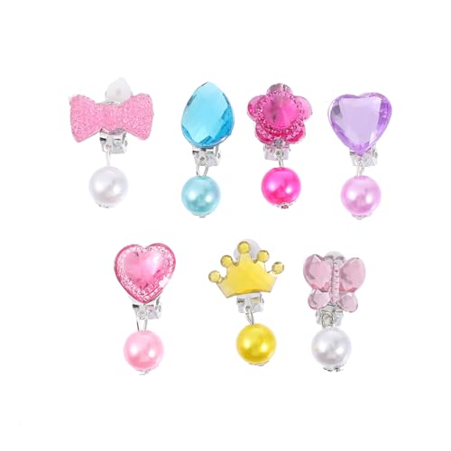MUCKLILY 7 Paare Ohrringe für Mädchen und Damen Leichte Ohrclips ohne Ohrlöcher Vielseitig für Partys Bühne und Alltag Bunte Designs mit Aufbewahrungsbox Einfach Anzulegen Kombinieren von MUCKLILY