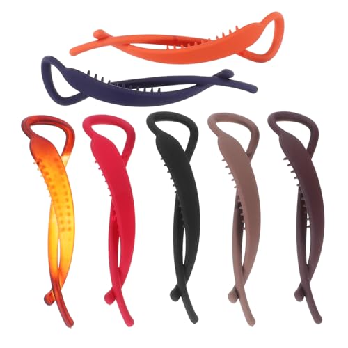 MUCKLILY 7 Stück Teiliges Mattierte Haarklammern für Damen Starker Halt Rutschfeste Pferdeschwanz halter Haarschonende Clips für Alltag und Partys in Braun Orange Weinrot Bernstein Schwarz von MUCKLILY