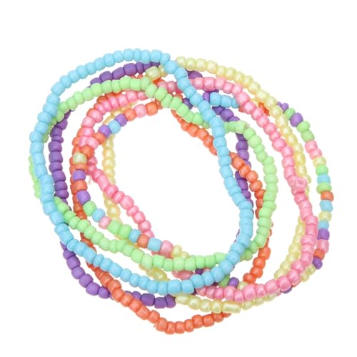MUCKLILY 7 Stück Teiliges Perlenarmband Bunte Strandarmbänder für Mädchen Verstellbar Langlebig Modisch Party Geschenk von MUCKLILY