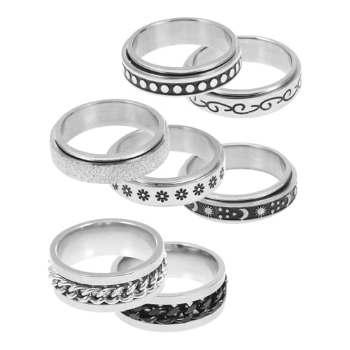 MUCKLILY 7 Stück Teiliges Punk Style Titanium Ringset Drehbare Männer Anxiety Ringe Stressabbau Schmuck Modische Finger Ringe für Entspannte Looks und Alltag MUCKLILY 7 Stück Teiliges Punk Style Titanium Ringset Drehbare Männer Anxiety Ringe Stressabbau Schmuck Modische Finger Ringe für Entspannte Looks und Alltag von MUCKLILY