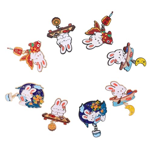 MUCKLILY 8 Stück Teiliges Kaninchen Broschen aus Langlebiger Zinklegierung Niedliche Cartoon Anstecker Dekorative Lapel Pins für Kleidung Rucksäcke Party-dekoration und Geschenkideen von MUCKLILY