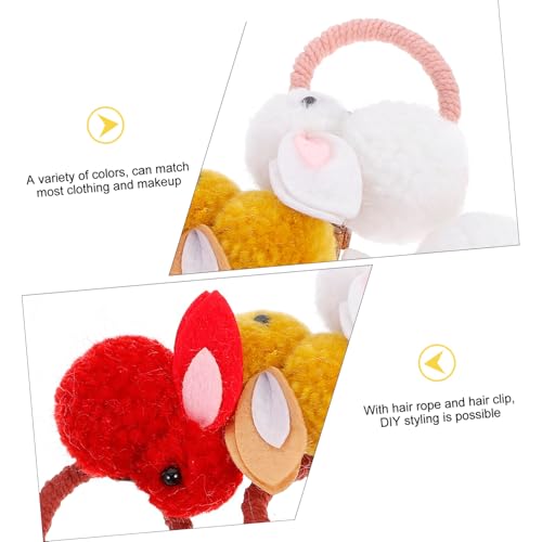 MUCKLILY 8 Stück Teiliges Kaninchen haarband Plüsch hasenohren Elastische Haargummis und Haarclips Schonend für Haare Bunte Ponytail halter für Mädchen und Accessoire für Alltag und Ostern von MUCKLILY