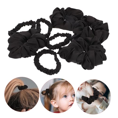 MUCKLILY 8 Stück Teiliges Satin Haargummis Schwarz Elastische Feine Ponytail Holder Weiche Dehnbare Haarbänder für Pferdeschwanz und Dutt Geeignet für Damen und Mädchen Schonend und von MUCKLILY
