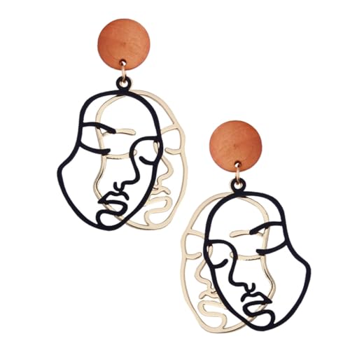 MUCKLILY Abstrakte Gesicht Ohrringe Damen Ohrstecker Doppelseitig Kreativ Statement Ohrschmuck Schwarz Elegant Alltag Party Schmuck von MUCKLILY