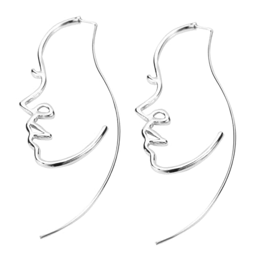 MUCKLILY Abstrakte Gesicht Ohrstecker Silberfarbene Ohrringe Temperamentvolles Design Komfortabel Lange Tragbar Perfekter Schmuck für Alltag und Party Geschenkideen von MUCKLILY
