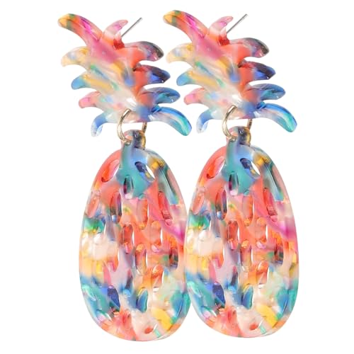 MUCKLILY Acryl Ananas Ohrstecker Damen Leichtes Modisches Schmuckstück mit Hohlraum design Originelle Ohrhänger für Frauen für Alltag und Party Langlebiges Material von MUCKLILY