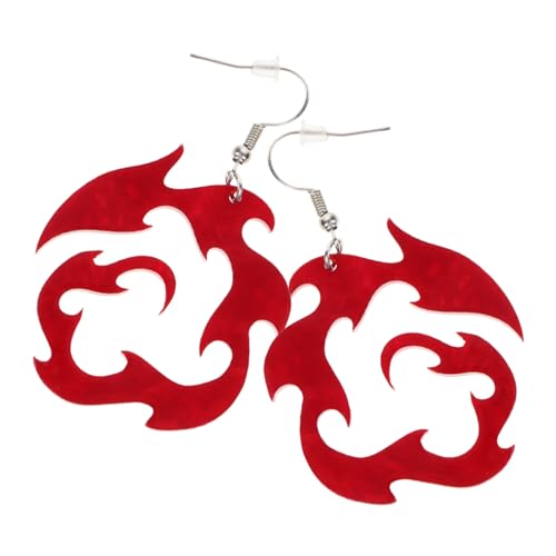 MUCKLILY Acryl Ohrringe Damen Rote Flammen Ohrringe Hollow Statement Schmuck Modisch für Alltag Bühne Fotoaccessoire von MUCKLILY