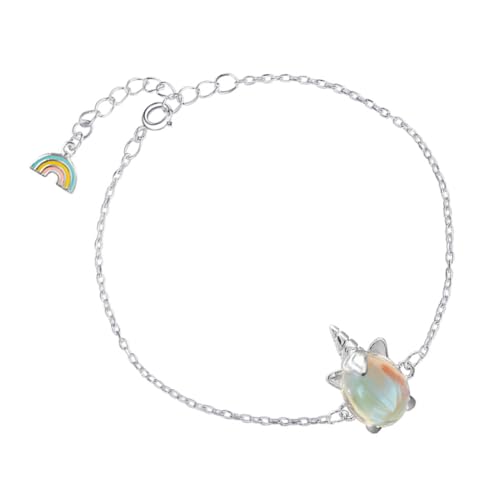 MUCKLILY Armband Einhorn Regenbogen Silber Schmuck Geschenk für Mädchen Zarter Handgefertigter Armschmuck mit Süßem Einhornmotiv und Farbenfroher Dekoration von MUCKLILY