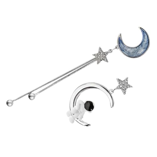 MUCKLILY Asymmetrische Astronaut Mond Ohrringe für Damen Lange Baumelnde Statement drop ohrringe mit Einzigartigem Weltraumdesign Modischer Schmuck für Alltag und Besondere Anlässe von MUCKLILY