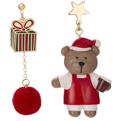 MUCKLILY Asymmetrische Bär ohrringe mit Flauschigem Kugelanhänger Modische Statement hänger Leichte Damen ohrringe für Abschlussfeier Geschenkidee für Frauen Komfortabel und Stilvoll MUCKLILY Asymmetrische Bär ohrringe mit Flauschigem Kugelanhänger Modische Statement hänger Leichte Damen ohrringe für Abschlussfeier Geschenkidee für Frauen Komfortabel und Stilvoll von MUCKLILY
