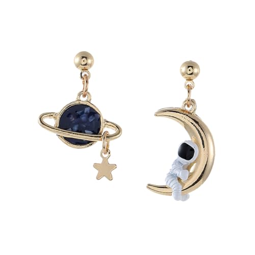 MUCKLILY Asymmetrische Damen Ohrstecker Mond Planet Design Leichte Modische Ohrclips Langlebige Ohrringe für Alltag Büro Reisen Stilvoller Schmuck für Frauen MUCKLILY Asymmetrische Damen Ohrstecker Mond Planet Design Leichte Modische Ohrclips Langlebige Ohrringe für Alltag Büro Reisen Stilvoller Schmuck für Frauen von MUCKLILY
