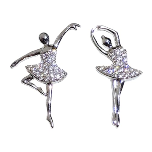 MUCKLILY Ballerina Ohrstecker Damen Tanzschmuck Silber Leichtes Design Elegante Balletttänzerin Ohrhänger für Frauen Mädchen Modeaccessoire von MUCKLILY