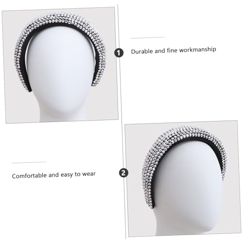 MUCKLILY Barock Damen Haarband mit Breiter Krempe mit Funkelnden Strasssteinen Besetzt Gepolstert aus Milchiger Seide Eleganter Kopfschmuck für Hochzeit und Party von MUCKLILY