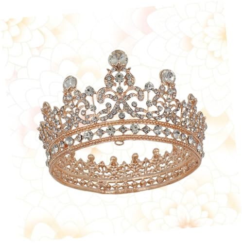MUCKLILY Barocke Damen Haarkrone mit Rundem Design Strassbesetztes Braut Diadem in Roségold und Weiß Eleganter Haarschmuck für Hochzeit Festliche Anlässe und Brautjungfern Schmuck für von MUCKLILY