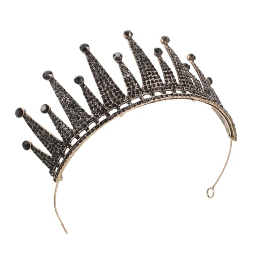 MUCKLILY Barockstil Schwarze Strass Tiara Krone Damen Haarschmuck Legierung Hochzeit Halloween Festzug Braut Geburtstagsfeier Prom Accessoire von MUCKLILY