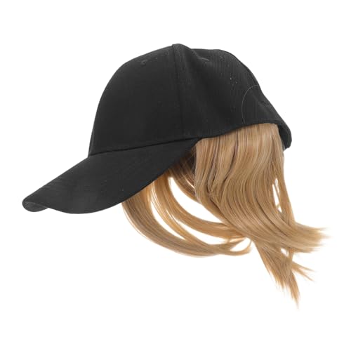 MUCKLILY Baseballcap mit Kurzer Gerader Perücke für Damen Atmungsaktiver Sommersonnenhut mit Synthetischen Haarverlängerungen Verstellbar Modisch für Alltag Party und Reisen von MUCKLILY