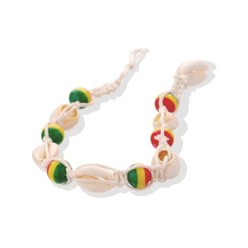 MUCKLILY Boho Fußkettchen Damen Bunt Handgefertigt Gestrickt Bunte Holzperlen Muschel Kette Modische Fußkette Strand Schmuck Geschenk für Frauen Mädchen von MUCKLILY