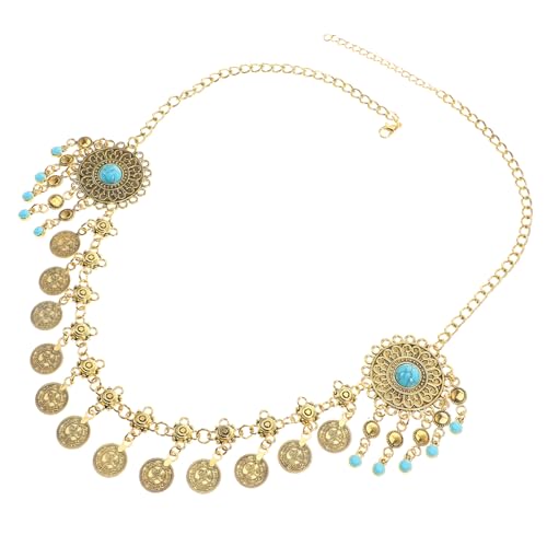 MUCKLILY Boho Stirnband mit Vintage Blumen und Quasten Goldenes Braut Headpiece für Festivals Hochzeit Damen Haarschmuck Elegantes Stirnband Schmuck Accessoire für Besondere Anlässe von MUCKLILY