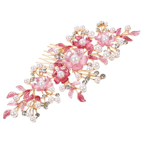 MUCKLILY Braut Haarkamm mit Perlen und Strass Handgefertigter Rosen Haarschmuck Stabiler Haarkamm für Hochzeit und Brautjungfern Eleganter Blumen Haarnadel für Damen und Mädchen von MUCKLILY
