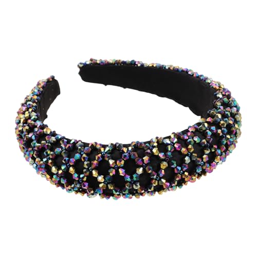 MUCKLILY Breites Glitzerndes Stirnband mit Perlen und Strass Handgefertigtes Boho-haaraccessoire für Damen und Mädchen Elastisch Vielseitig für Partys Festivals und Alltagsschick von MUCKLILY