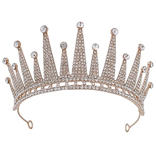 MUCKLILY Bridal Tiara mit Funkelnden Kristallsteinen Goldfarbenes Diadem Haarschmuck für Hochzeit Abendparty Cosplay Bequeme Ziehen Langlebig und Elegant für Braut und Damen von MUCKLILY