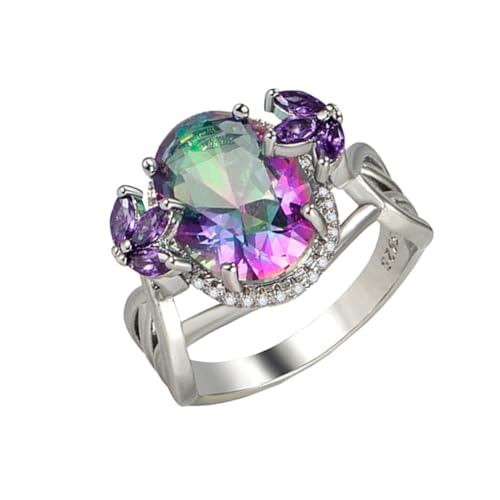 MUCKLILY Bunter Zirkonia Fingerring Damenring mit Funkelnden Strasssteinen Langlebiger Modeschmuck für Partys und Besondere Anlässe Eleganter Schmuck für Frauen von MUCKLILY