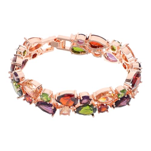 MUCKLILY Buntes Zirkonia Armband Damen Roségold Zartes Modeschmuck für Frauen Elegantes Kreatives Handgelenksband Einfach zu Tragen und Vielseitig Kombinierbar von MUCKLILY