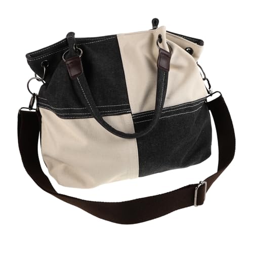 MUCKLILY Canvas Damen Handtasche mit Reißverschluss Tote Bag in Patchwork Design Vielseitige Schulter und Umhängetasche für Alltag Arbeit Reisen Große Kapazität Trendige Farben Robust und von MUCKLILY
