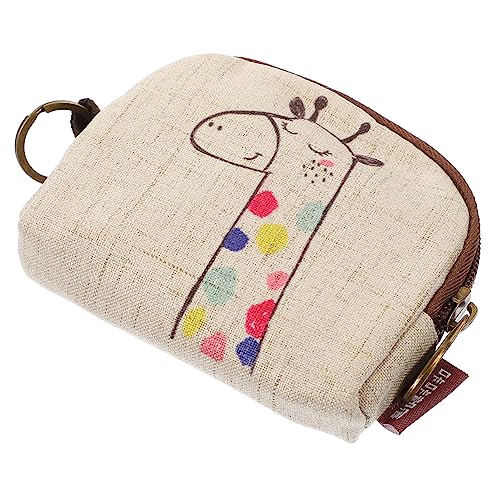 MUCKLILY Kleiner Geldbeutel Mit Giraffenmuster Langlebgare Und Leichte Schlüsseltasche Aus Leinen Mit Reißverschluss Kompakte Aufbewahrung Für Münzen Karten Und Kleine Gegenstände Für Fraue von MUCKLILY