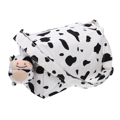 MUCKLILY Chic Damen Umhängetasche mit Kuh anhänger Modische Crossbody Bag für Alltag und Reisen Kompakt Praktisch und Attraktiv Geeignet für Shopping Urlaub und Besondere Anlässe von MUCKLILY