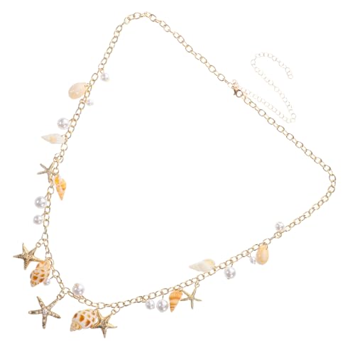 MUCKLILY Conch Taillenkette Damen Verstellbare Strand Schmuck Bauchkette Meeresthema Sommer Beach Waist Chain mit Imitationsperlen und Muschel für Urlaub und Sommeroutfits von MUCKLILY