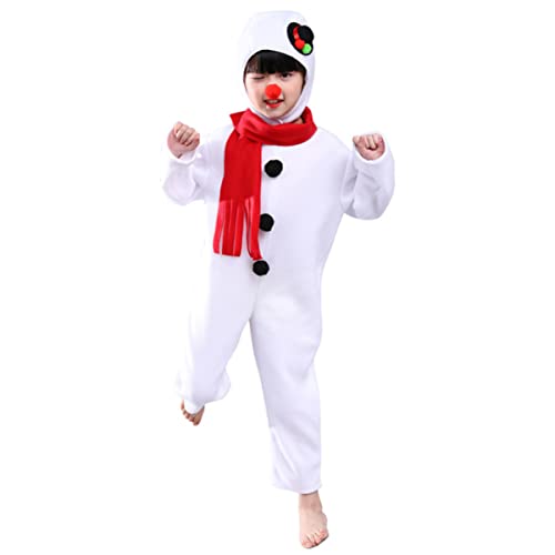 MUCKLILY Junge Mädchen Weihnachts Schneemann Kostüm mit Schal und Kopfbedeckung Cosplay Anzug für Feiern und Halloween aus Hochwertigem Stoff Angenehm zu Tragen von MUCKLILY
