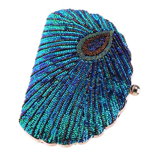 MUCKLILY Damen Clutch Tasche mit Pailletten Langlebig Polyester Abendhandtasche Große Kapazität für Party Bankett Hochzeit Modisch Stilvoll Banquet Purse in Pfauengrün von MUCKLILY