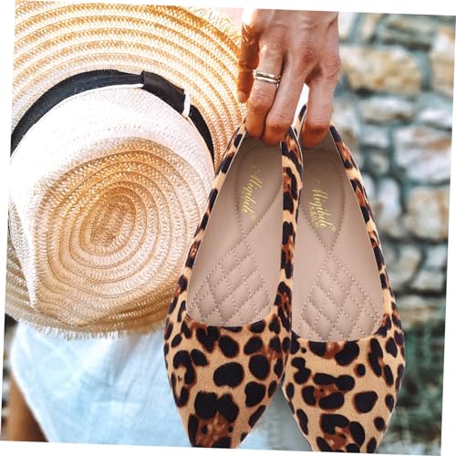 MUCKLILY Damen Flache Spitzschuhe Leopardmuster Khaki Elegant Atmungsaktiv Für Alltag Arbeit Party von MUCKLILY
